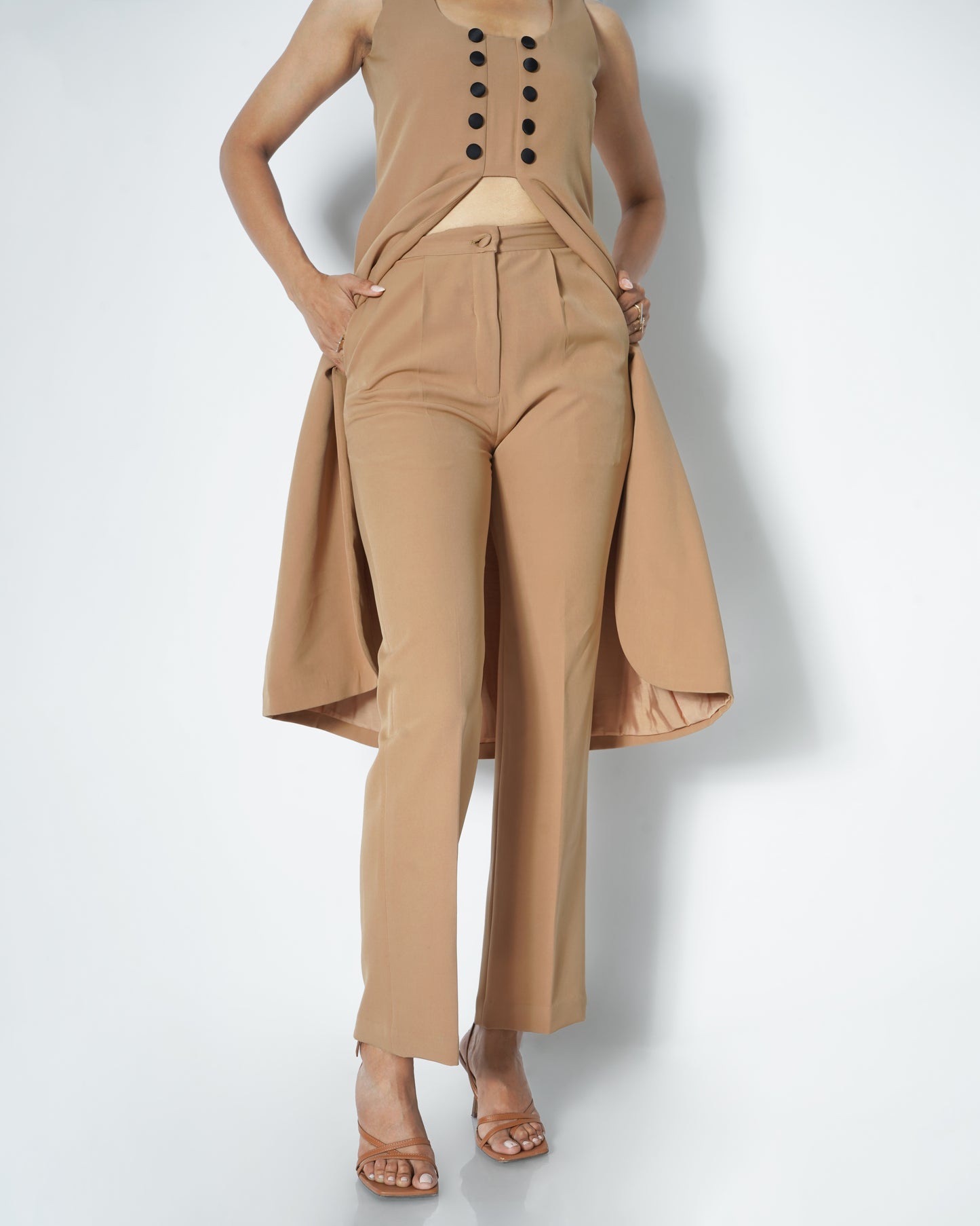 High-waisted straight trousers
