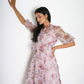 Printed organza wrap dress with camisole