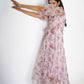 Printed organza wrap dress with camisole