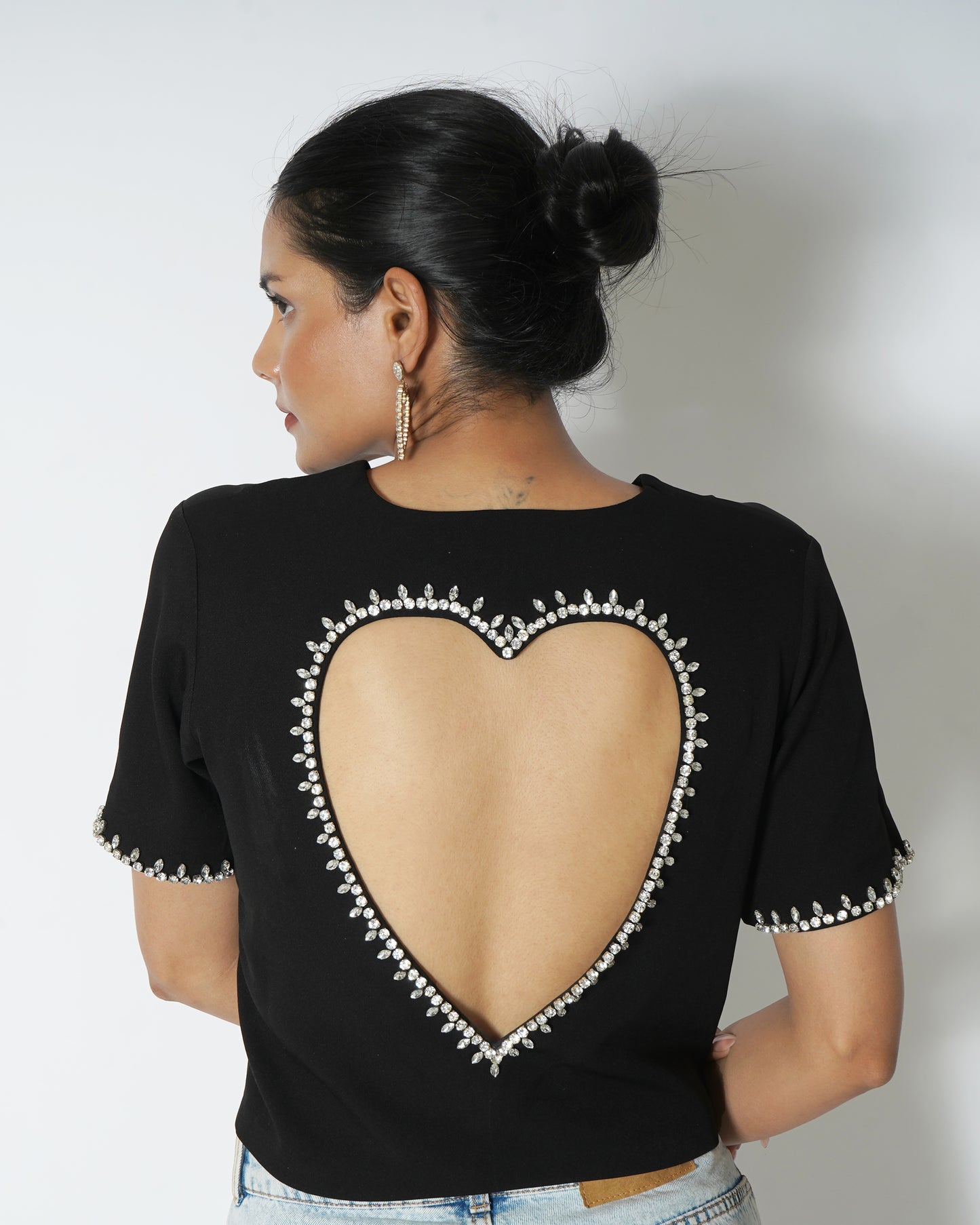 Backless top with heart cut-out